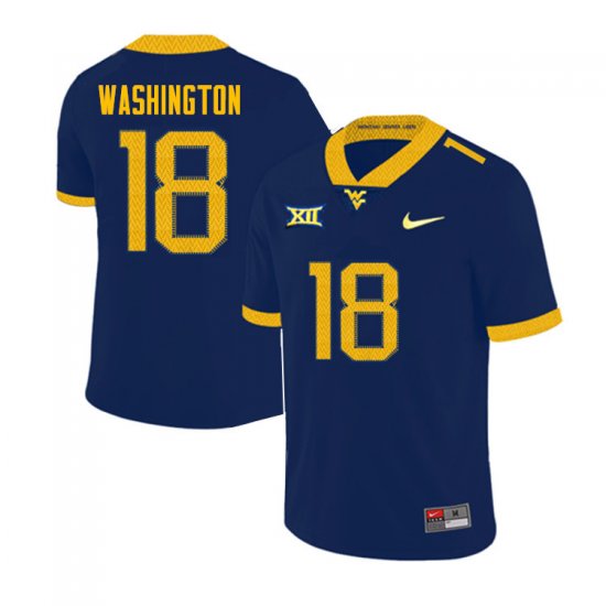 Men's West Virginia Mountaineers NCAA #18 Devell Washington Navy Authentic Nike Stitched College Football Jersey OO15G27ZC